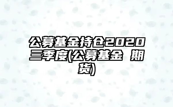 公募基金持倉2020三季度(公募基金 期貨)