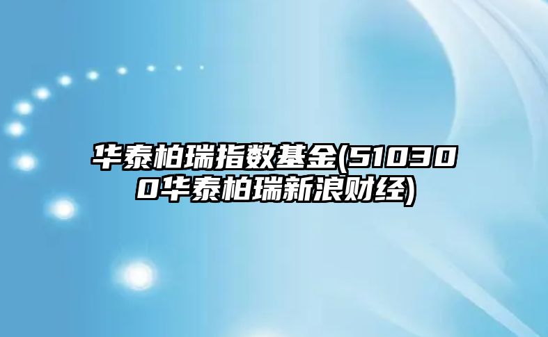 華泰柏瑞指數基金(510300華泰柏瑞新浪財經(jīng))