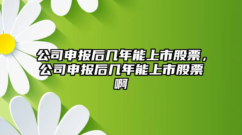 公司申報后幾年能上市股票，公司申報后幾年能上市股票啊