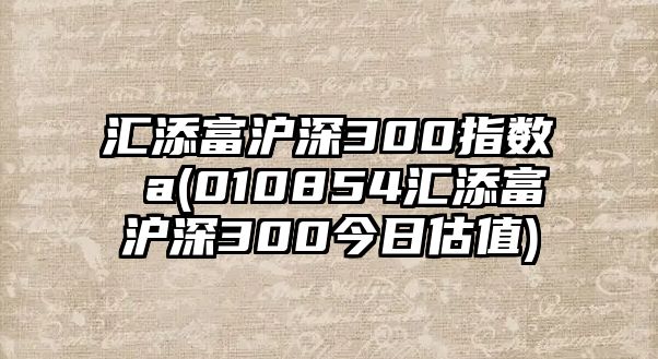 匯添富滬深300指數 a(010854匯添富滬深300今日估值)