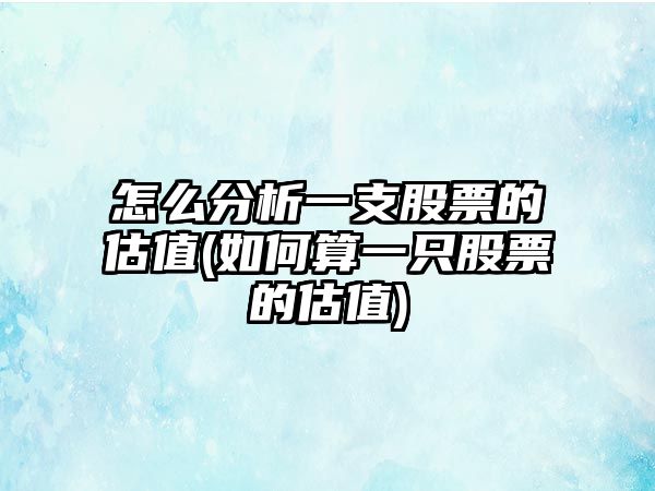 怎么分析一支股票的估值(如何算一只股票的估值)