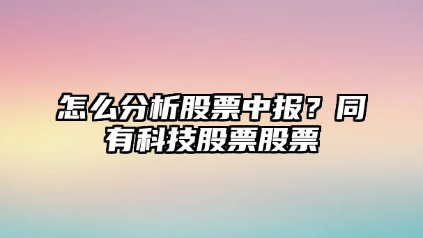 怎么分析股票中報？同有科技股票股票