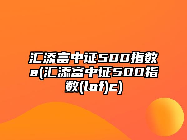 匯添富中證500指數a(匯添富中證500指數(lof)c)