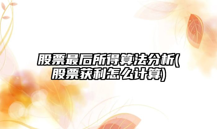 股票最后所得算法分析(股票獲利怎么計算)