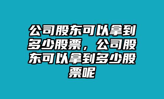 公司股東可以拿到多少股票，公司股東可以拿到多少股票呢