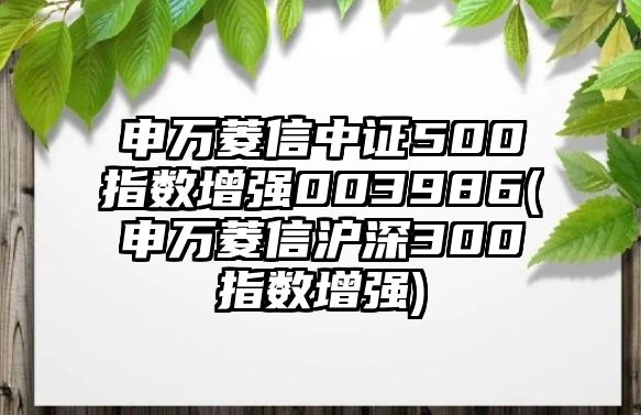 申萬(wàn)菱信中證500指數增強003986(申萬(wàn)菱信滬深300指數增強)