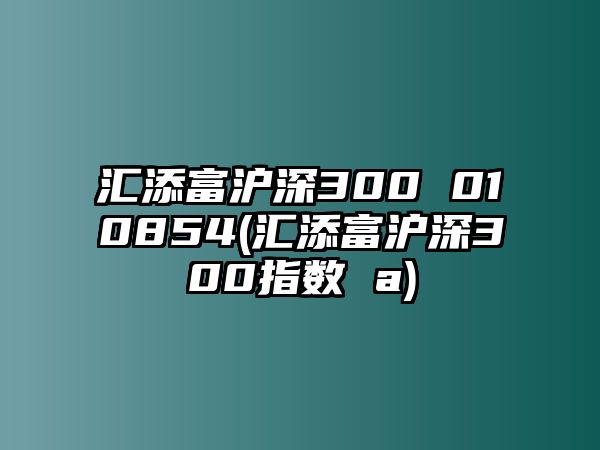 匯添富滬深300 010854(匯添富滬深300指數 a)