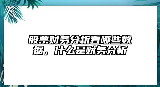 股票財務(wù)分析看哪些數據，什么是財務(wù)分析