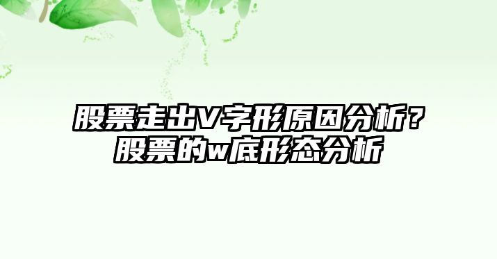 股票走出V字形原因分析？股票的w底形態(tài)分析