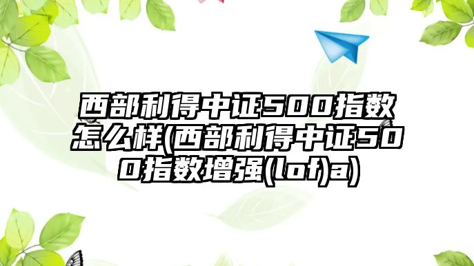 西部利得中證500指數怎么樣(西部利得中證500指數增強(lof)a)