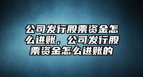 公司發(fā)行股票資金怎么進(jìn)賬，公司發(fā)行股票資金怎么進(jìn)賬的