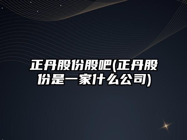 正丹股份股吧(正丹股份是一家什么公司)