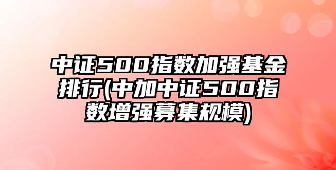 中證500指數加強基金排行(中加中證500指數增強募集規模)