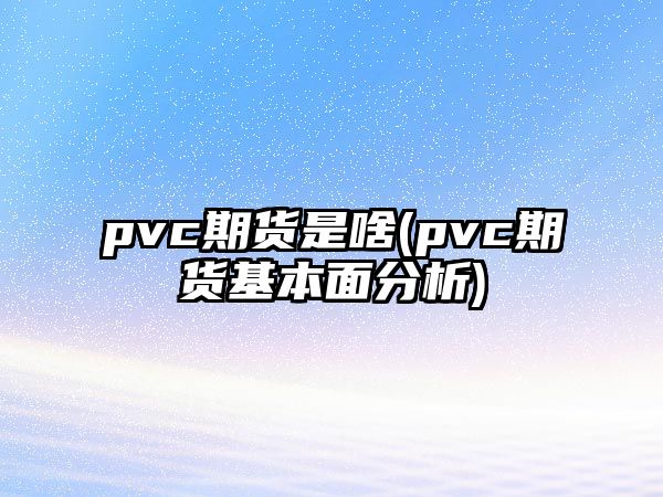 pvc期貨是啥(pvc期貨基本面分析)