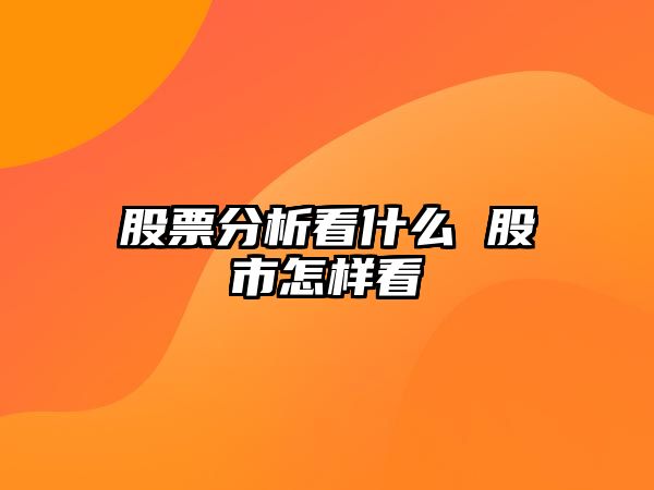 股票分析看什么 股市怎樣看