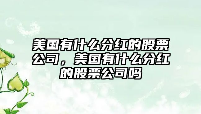 美國有什么分紅的股票公司，美國有什么分紅的股票公司嗎