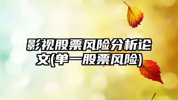 影視股票風(fēng)險分析論文(單一股票風(fēng)險)