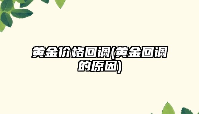 黃金價(jià)格回調(黃金回調的原因)