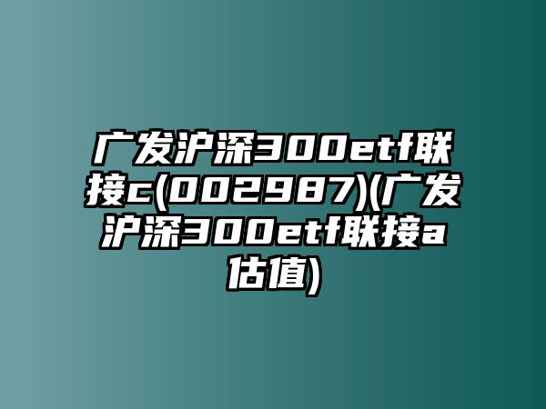 廣發(fā)滬深300etf聯(lián)接c(002987)(廣發(fā)滬深300etf聯(lián)接a估值)