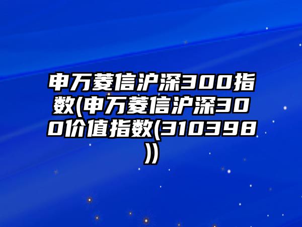 申萬(wàn)菱信滬深300指數(申萬(wàn)菱信滬深300價(jià)值指數(310398))