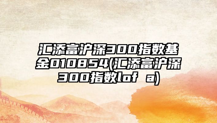 匯添富滬深300指數基金010854(匯添富滬深300指數lof a)