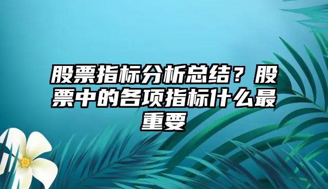 股票指標分析總結？股票中的各項指標什么最重要