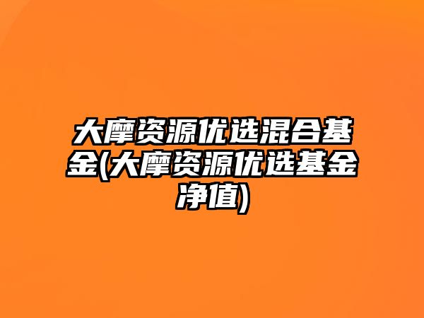 大摩資源優(yōu)選混合基金(大摩資源優(yōu)選基金凈值)