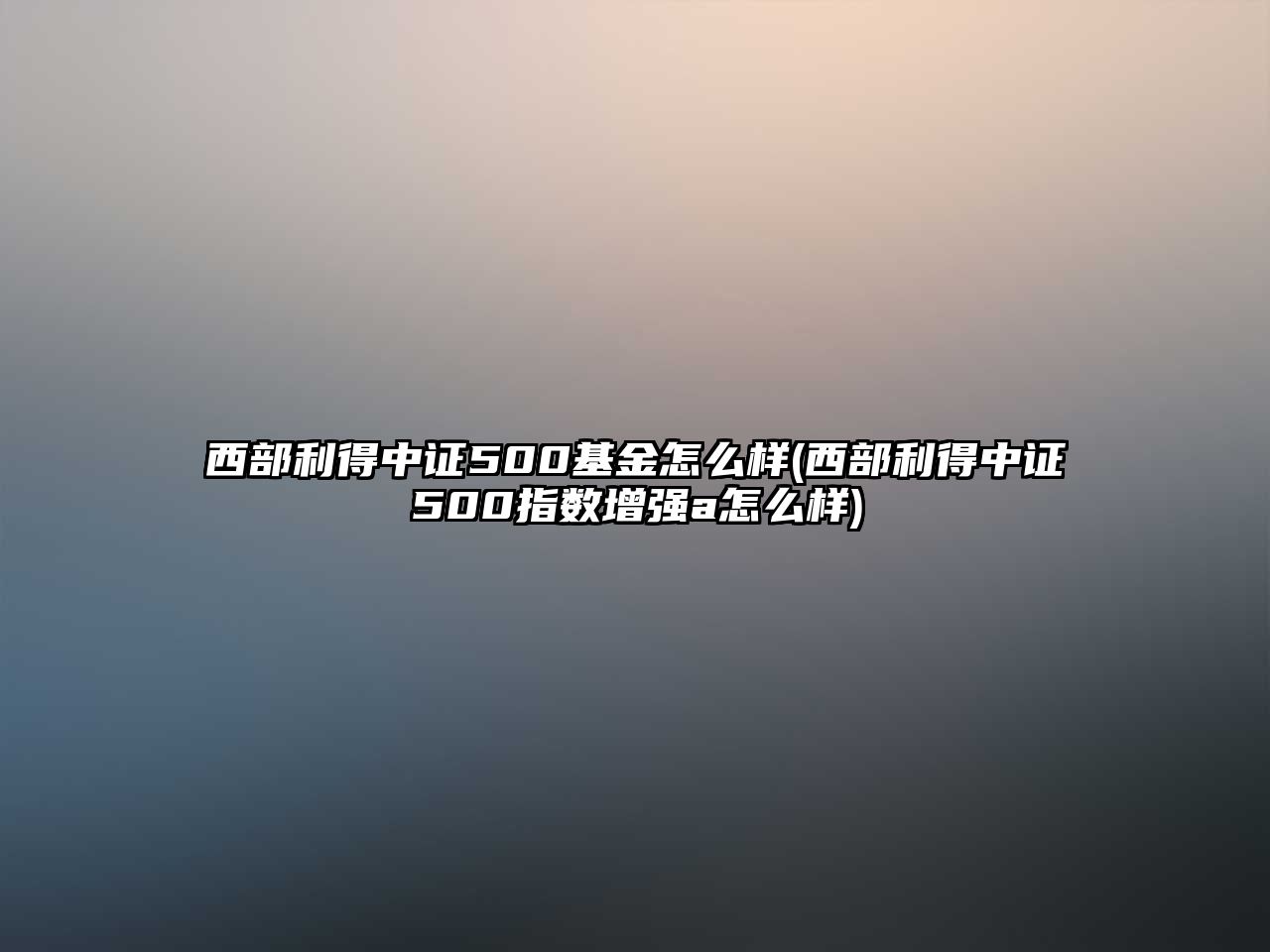 西部利得中證500基金怎么樣(西部利得中證500指數增強a怎么樣)