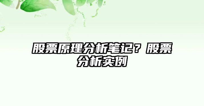 股票原理分析筆記？股票分析實(shí)例