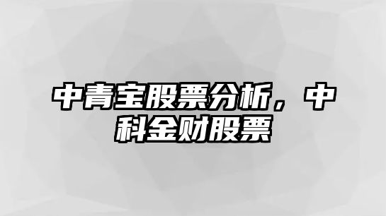 中青寶股票分析，中科金財股票