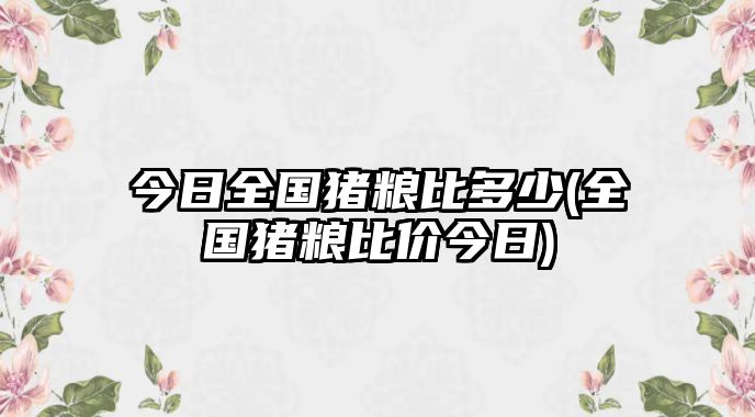 今日全國豬糧比多少(全國豬糧比價(jià)今日)