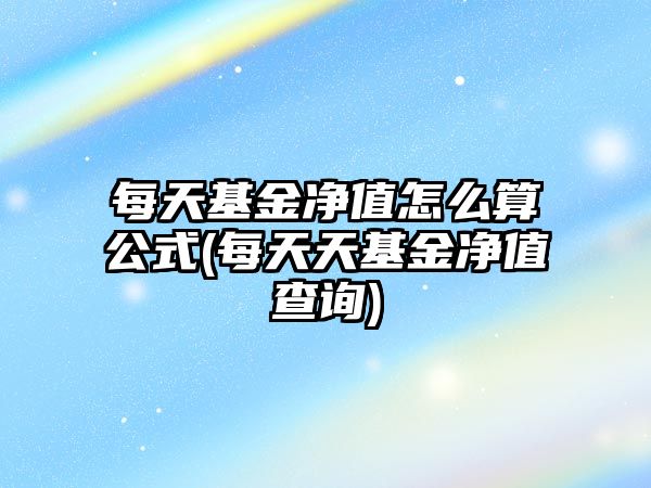 每天基金凈值怎么算公式(每天天基金凈值查詢(xún))