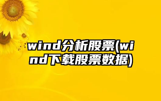 wind分析股票(wind下載股票數據)