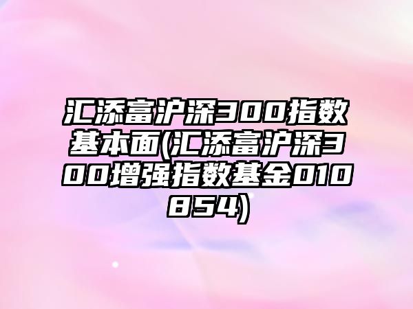 匯添富滬深300指數基本面(匯添富滬深300增強指數基金010854)