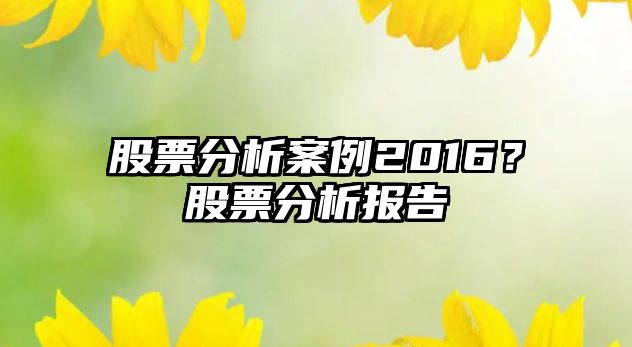 股票分析案例2016？股票分析報告