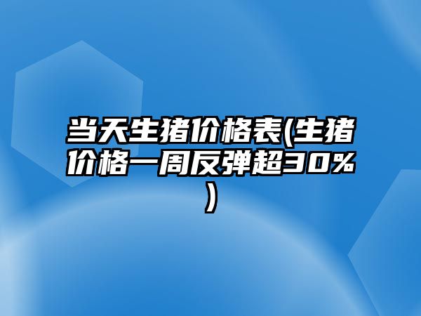 當天生豬價(jià)格表(生豬價(jià)格一周反彈超30%)