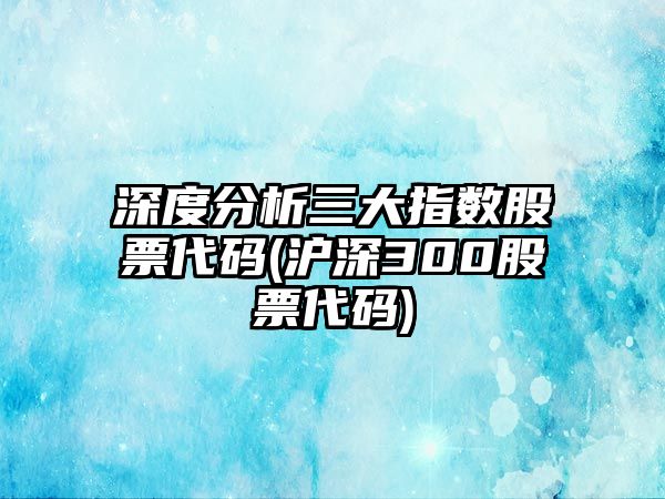 深度分析三大指數股票代碼(滬深300股票代碼)