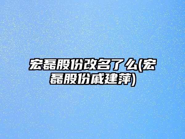 宏磊股份改名了么(宏磊股份戚建萍)