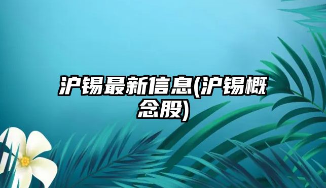 滬錫最新信息(滬錫概念股)