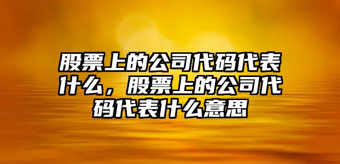 股票上的公司代碼代表什么，股票上的公司代碼代表什么意思