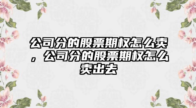 公司分的股票期權怎么賣(mài)，公司分的股票期權怎么賣(mài)出去