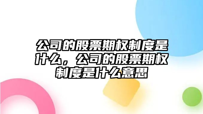 公司的股票期權制度是什么，公司的股票期權制度是什么意思