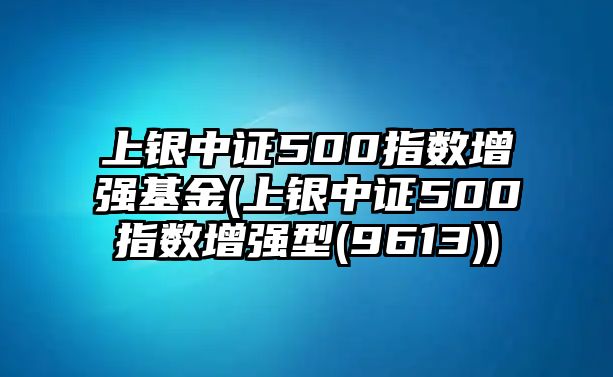 上銀中證500指數增強基金(上銀中證500指數增強型(9613))