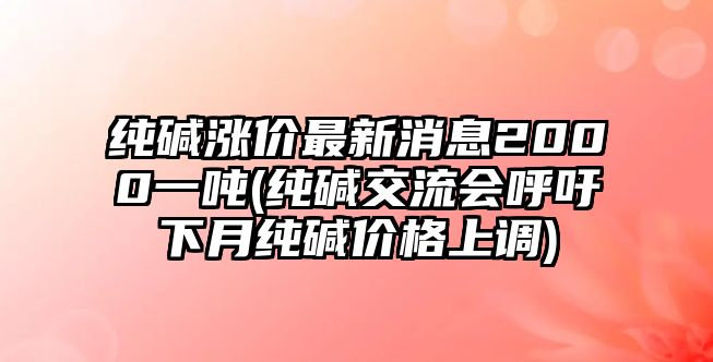 純堿漲價(jià)最新消息2000一噸(純堿交流會(huì )呼吁下月純堿價(jià)格上調)