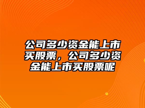 公司多少資金能上市買(mǎi)股票，公司多少資金能上市買(mǎi)股票呢