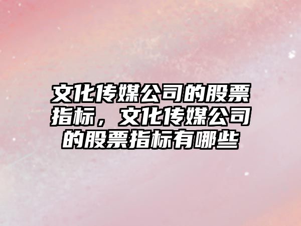 文化傳媒公司的股票指標，文化傳媒公司的股票指標有哪些