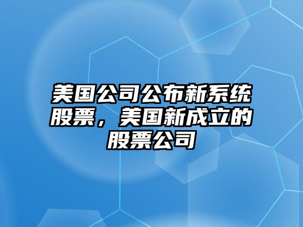 美國公司公布新系統股票，美國新成立的股票公司