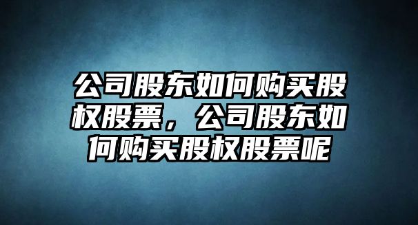 公司股東如何購買(mǎi)股權股票，公司股東如何購買(mǎi)股權股票呢