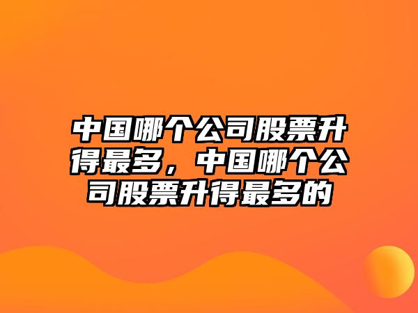 中國哪個(gè)公司股票升得最多，中國哪個(gè)公司股票升得最多的