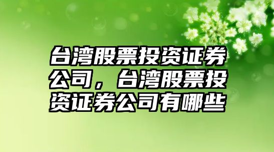 臺灣股票投資證券公司，臺灣股票投資證券公司有哪些